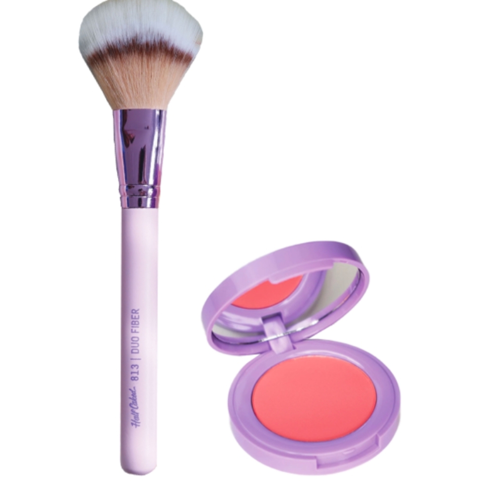Half Caked In Bloom Blush and Duo Fiber Brush Set in shade Freshly Squeezed